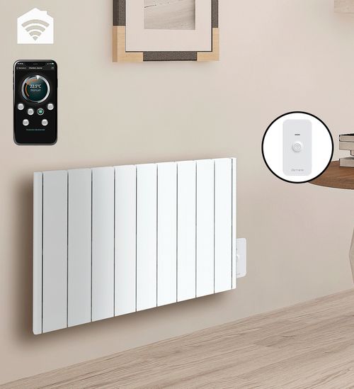 Radiateur électrique LCD céramique blanc 2000W JADA connecté