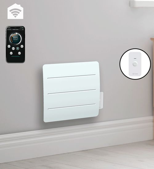 Radiateur électrique LCD fonte + film blanc 1500W KAIROS connecté