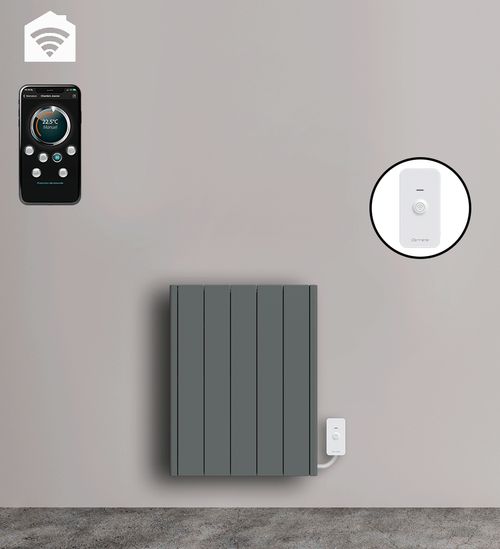 Radiateur électrique LCD céramique gris anthracite 1000W JADA Connecté