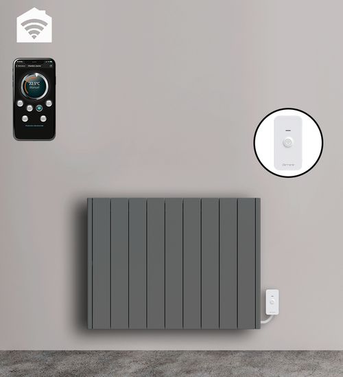 Radiateur électrique LCD céramique gris anthracite 2000W JADA Connecté