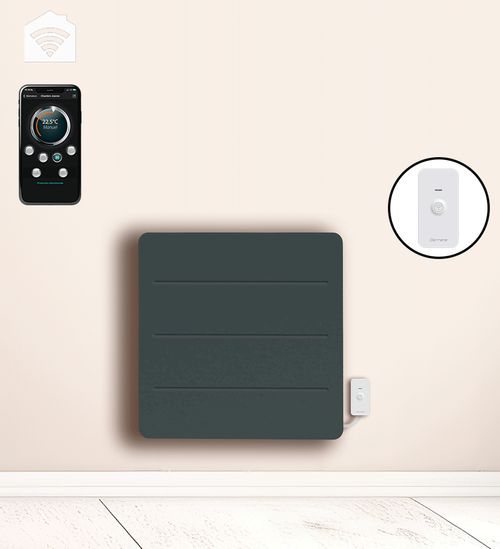 Radiateur électrique LCD céramique + film gris anthracite 1500W YOX Connecté