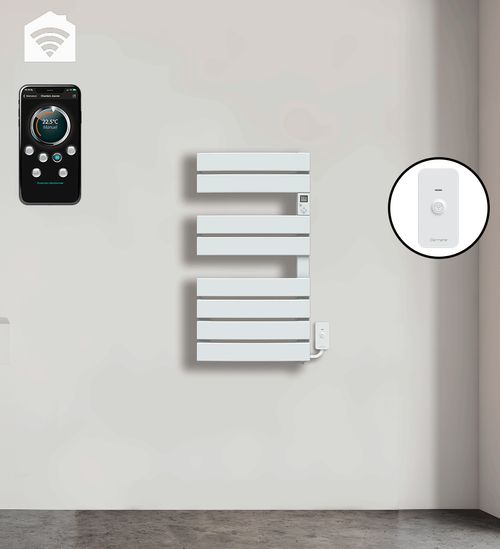 Sèche-serviettes avec soufflerie LCD sans fluide blanc 1600W VENUS Connecté