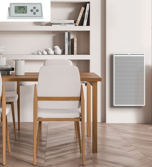 Radiateur Panneau rayonnant Vertical LCD Aluminium Blanc 1500W LOGAN