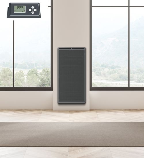 Radiateur Panneau Rayonnant Vertical LCD Aluminium Gris Anthracite 2000W LOGAN VERTICAL