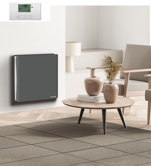 Radiateur Électrique LCD Céramique + Film Gris Blanc 1000W DAKOTA