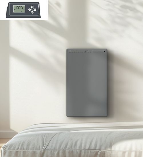 Radiateur Électrique Vertical LCD Céramique Gris Anthracite 1500W UNO VERTICAL